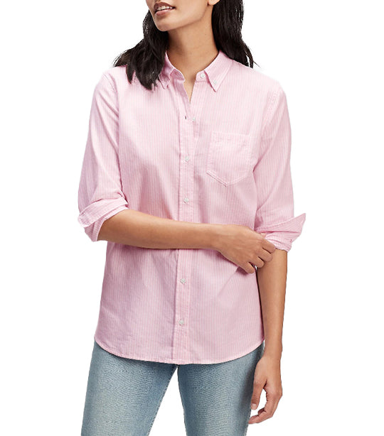 Fitted Boyfriend Shirt in Oxford Pink Stripe