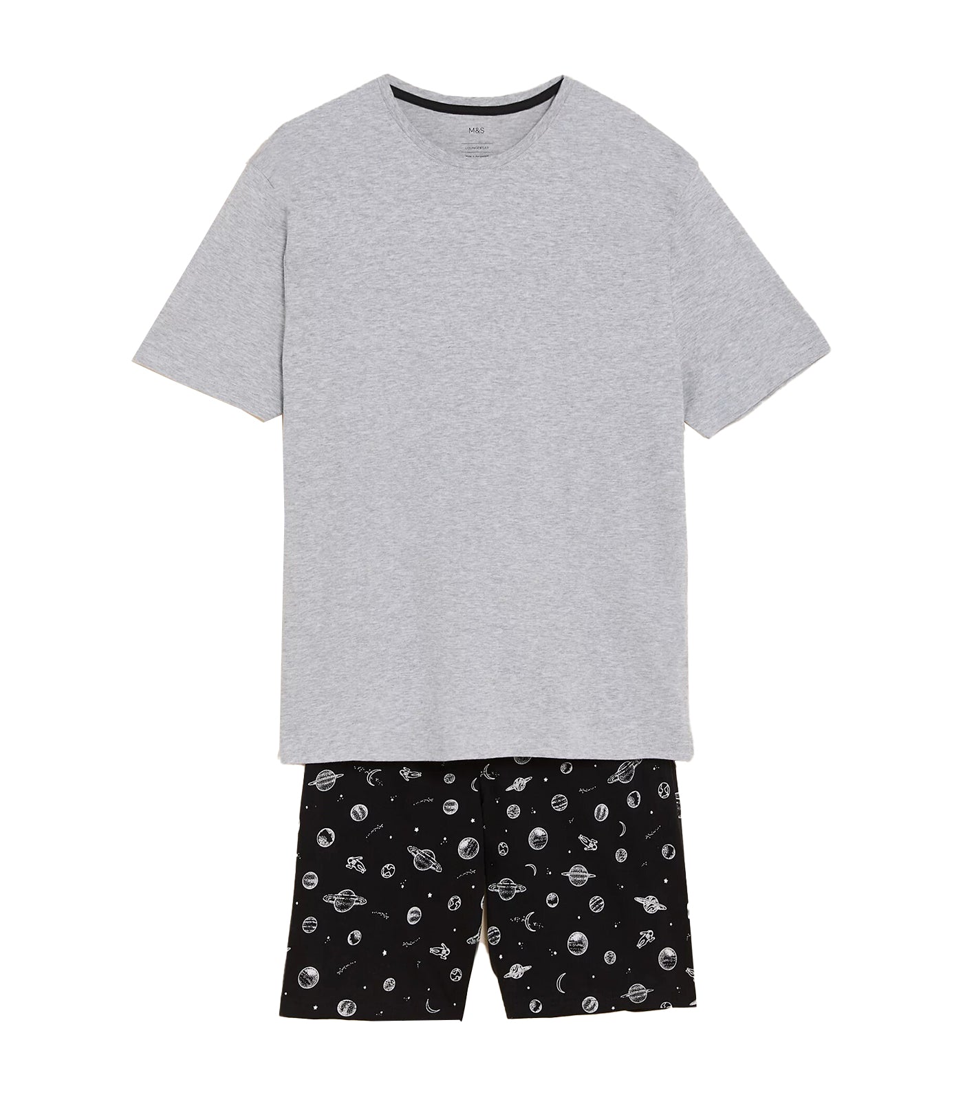 Marks & Spencer Pure Cotton Space Print Pyjama Set Gray Mix