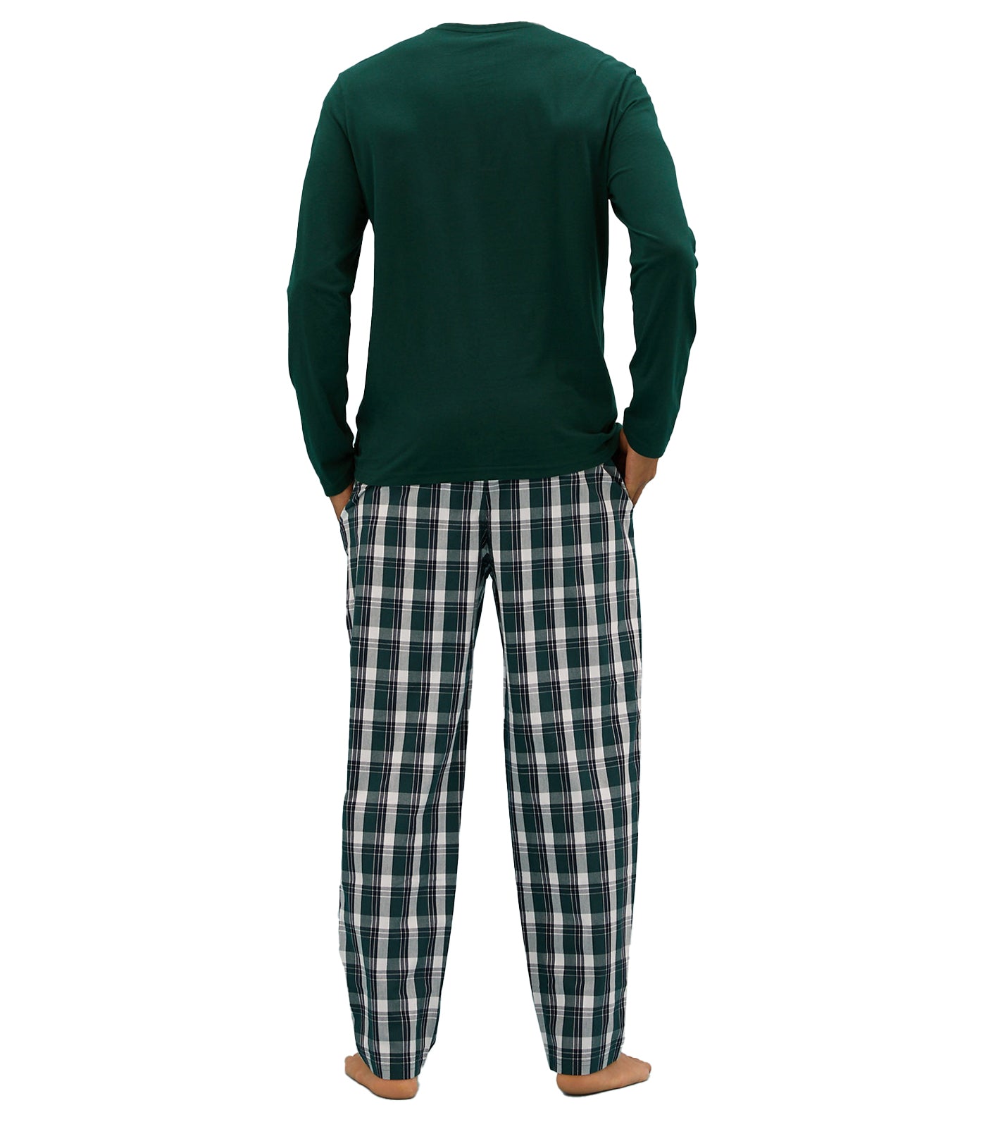Marks & Spencer Pure Cotton Checked Pyjama Set Green Mix