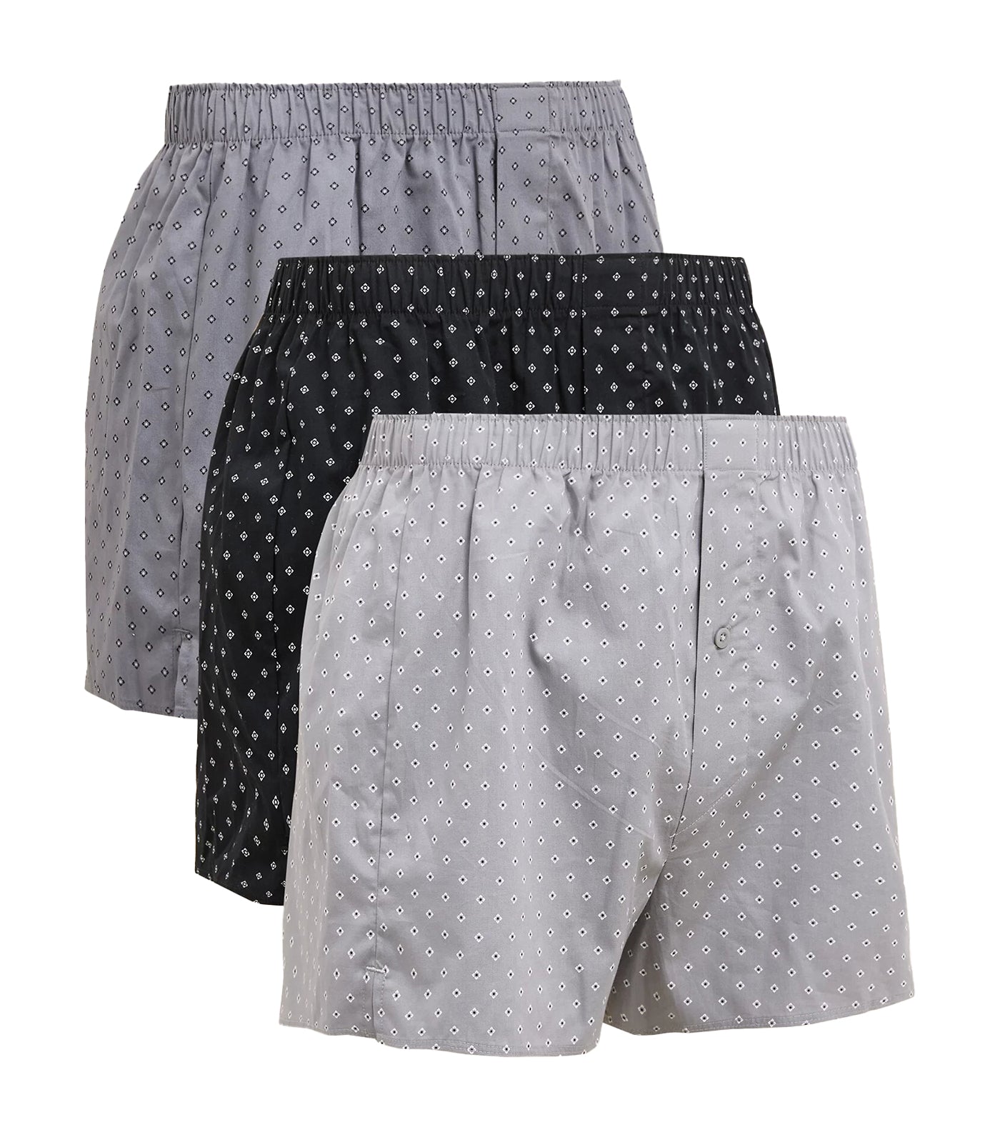 Marks & Spencer 3pk Pure Cotton Geometric Woven Boxers Gray Mix
