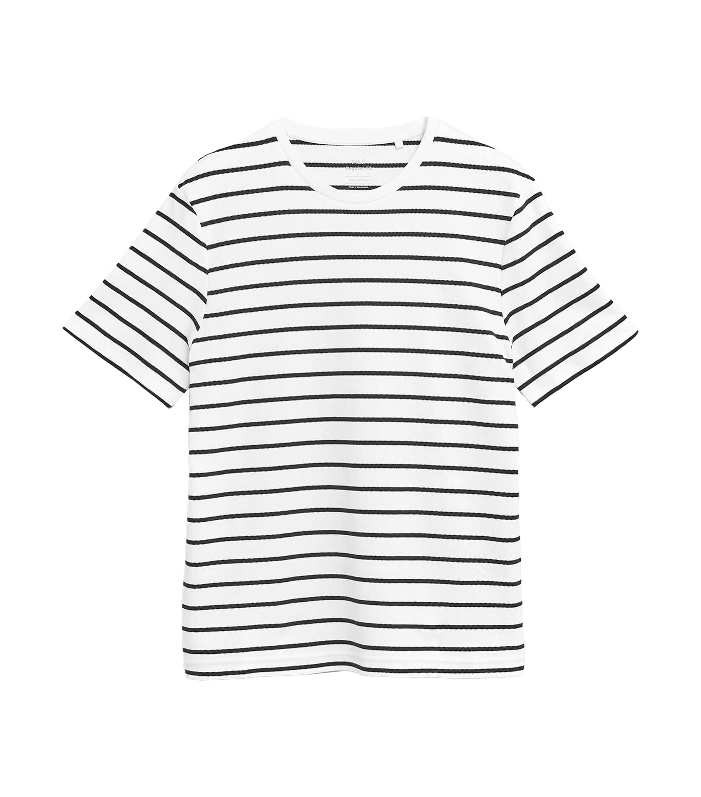 Marks & Spencer Pure Cotton Striped T-Shirt White Mix