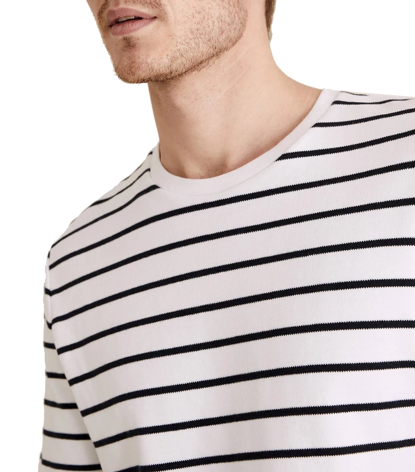 Marks & Spencer Pure Cotton Striped T-Shirt White Mix