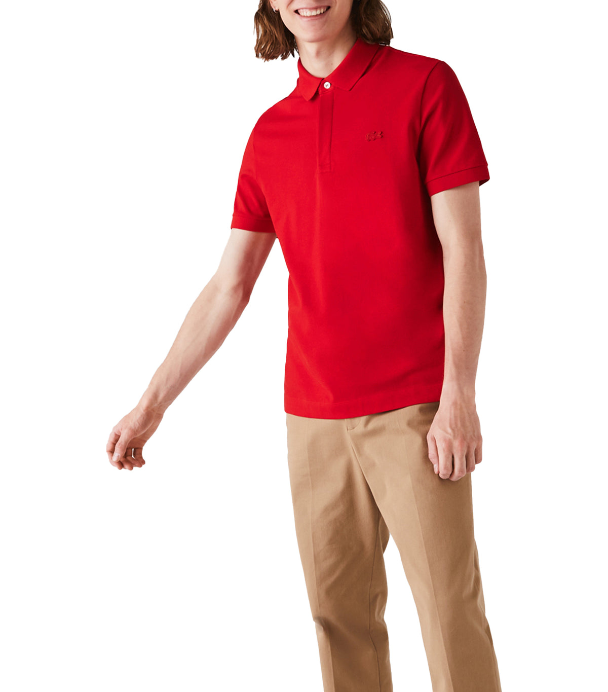Men's Paris Polo Shirt Regular Fit Stretch Cotton Piqué Red