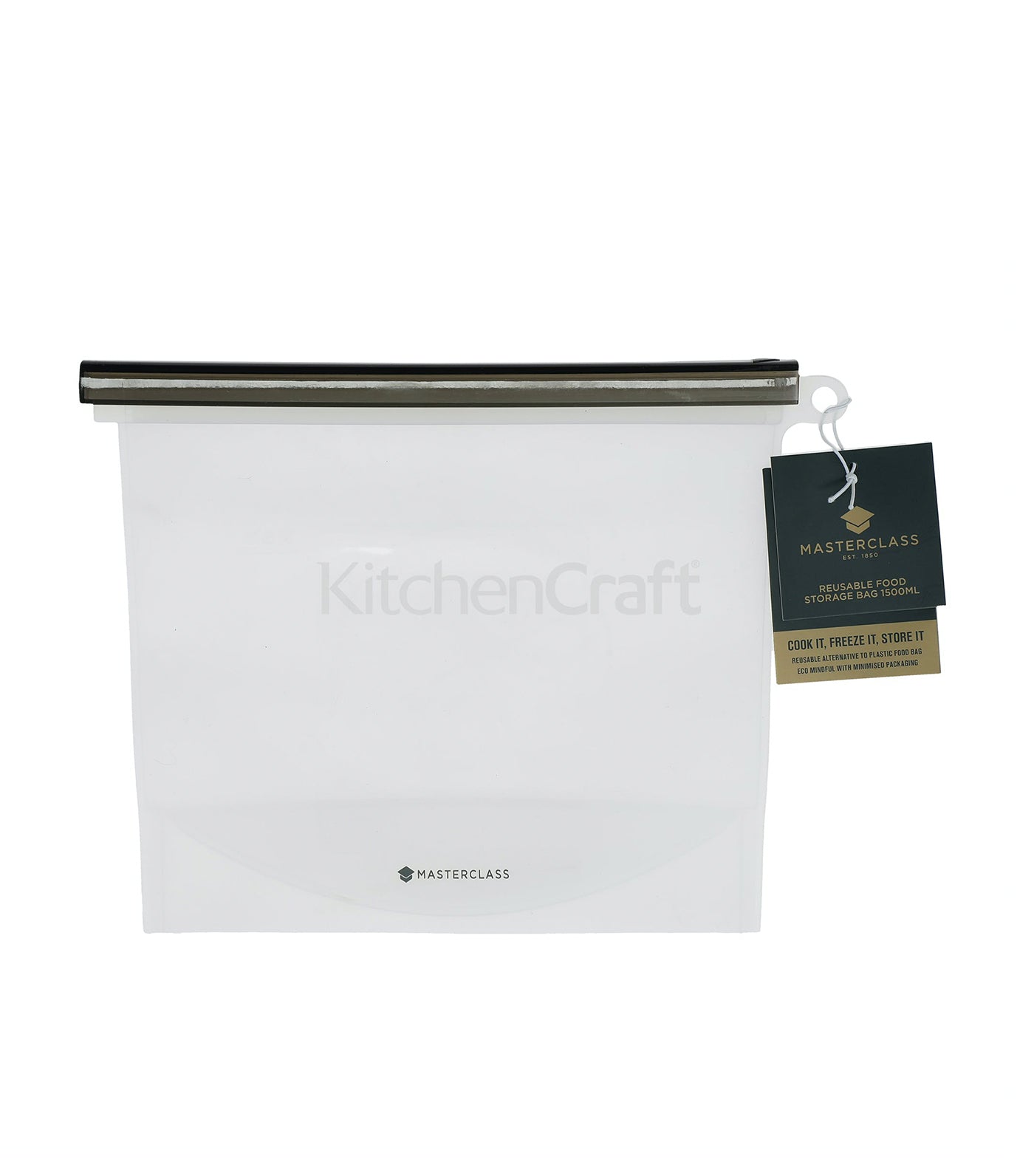 kitchencraft 1500ml masterclass reusable silicone food bag