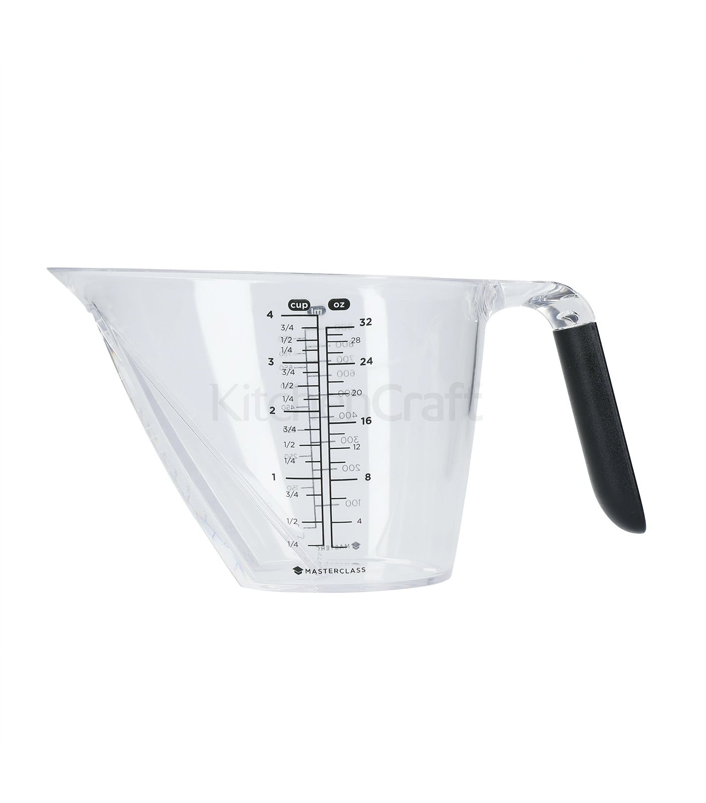 kitchencraft 1000ml masterclass angled measuring jug with handle