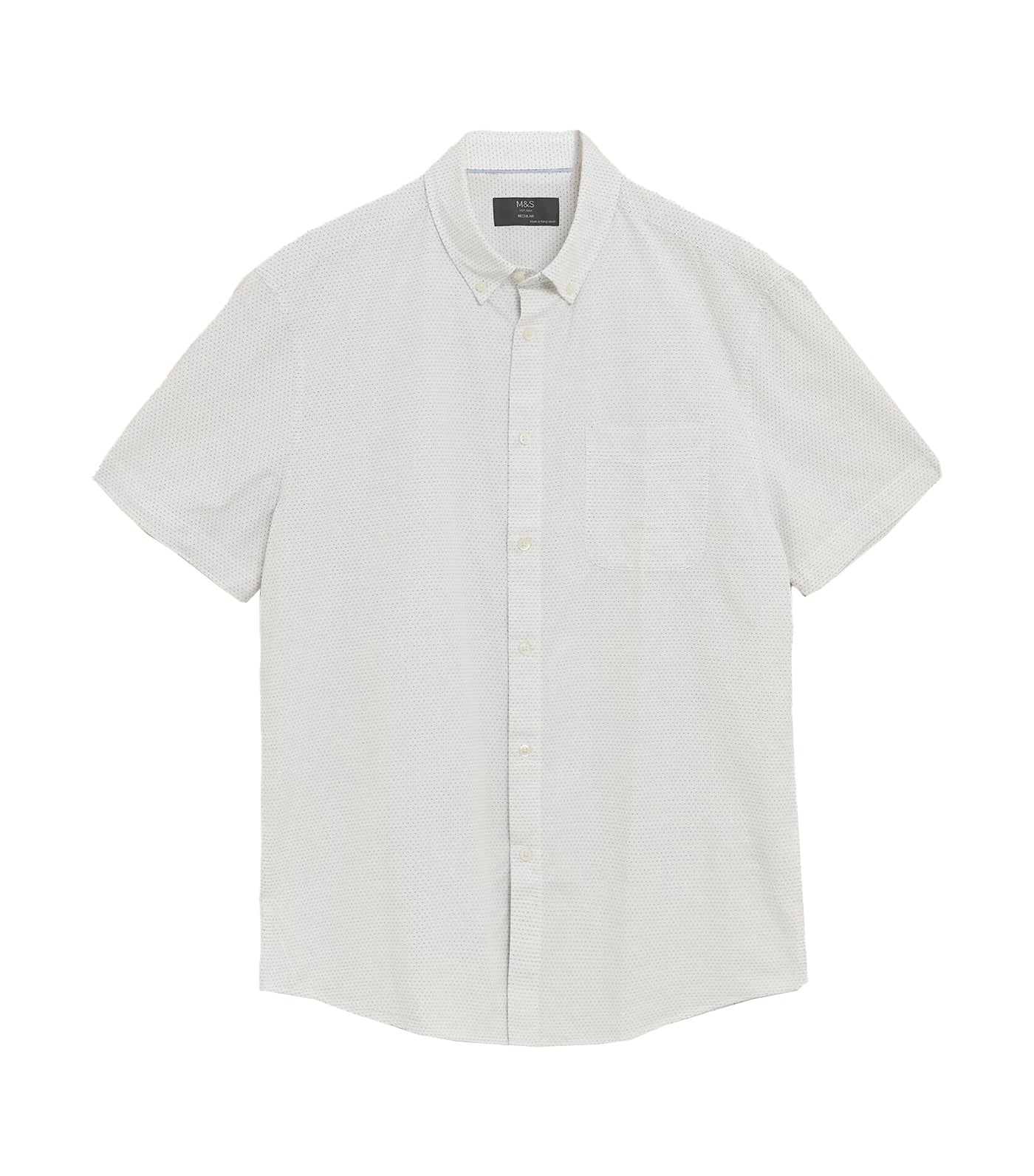 Easy Iron Pure Cotton Pindot Shirt White Mix