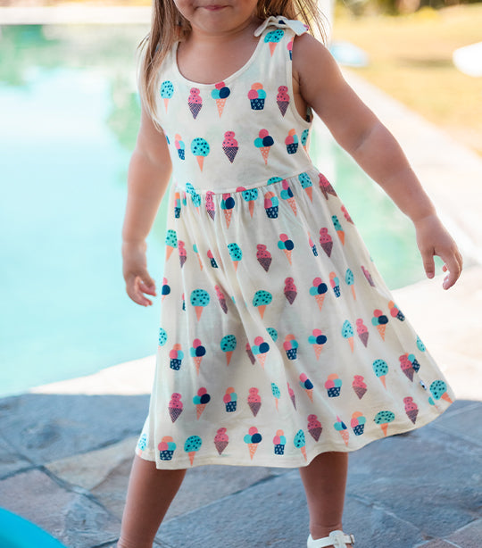 Baby Soy Ice Cream Bow Knot Shoulder Dress