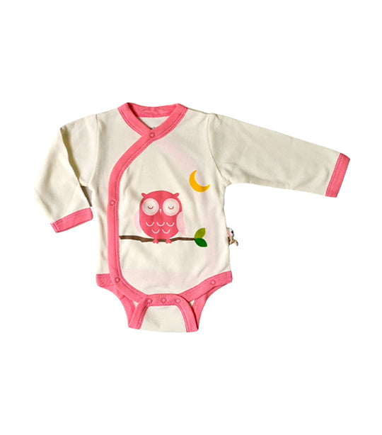 Baby Soy Long Sleeve Kimono Bodysuit - Owl