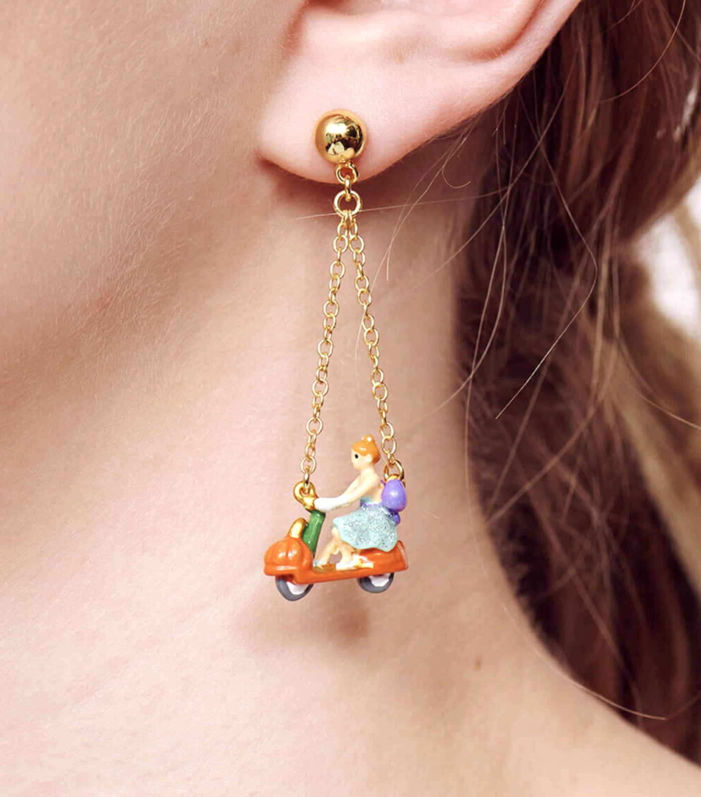 Cinderella and Pumpkin Scooter Earrings