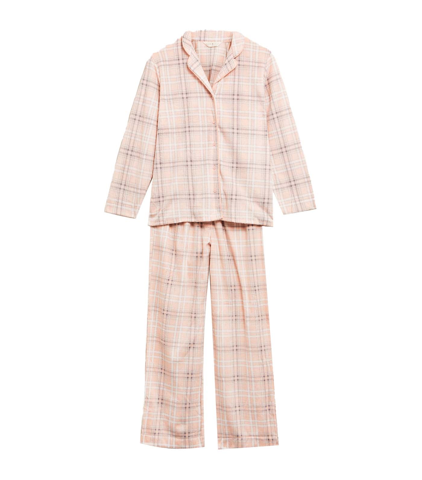 Fleece Check Pajama Set Pink Mix