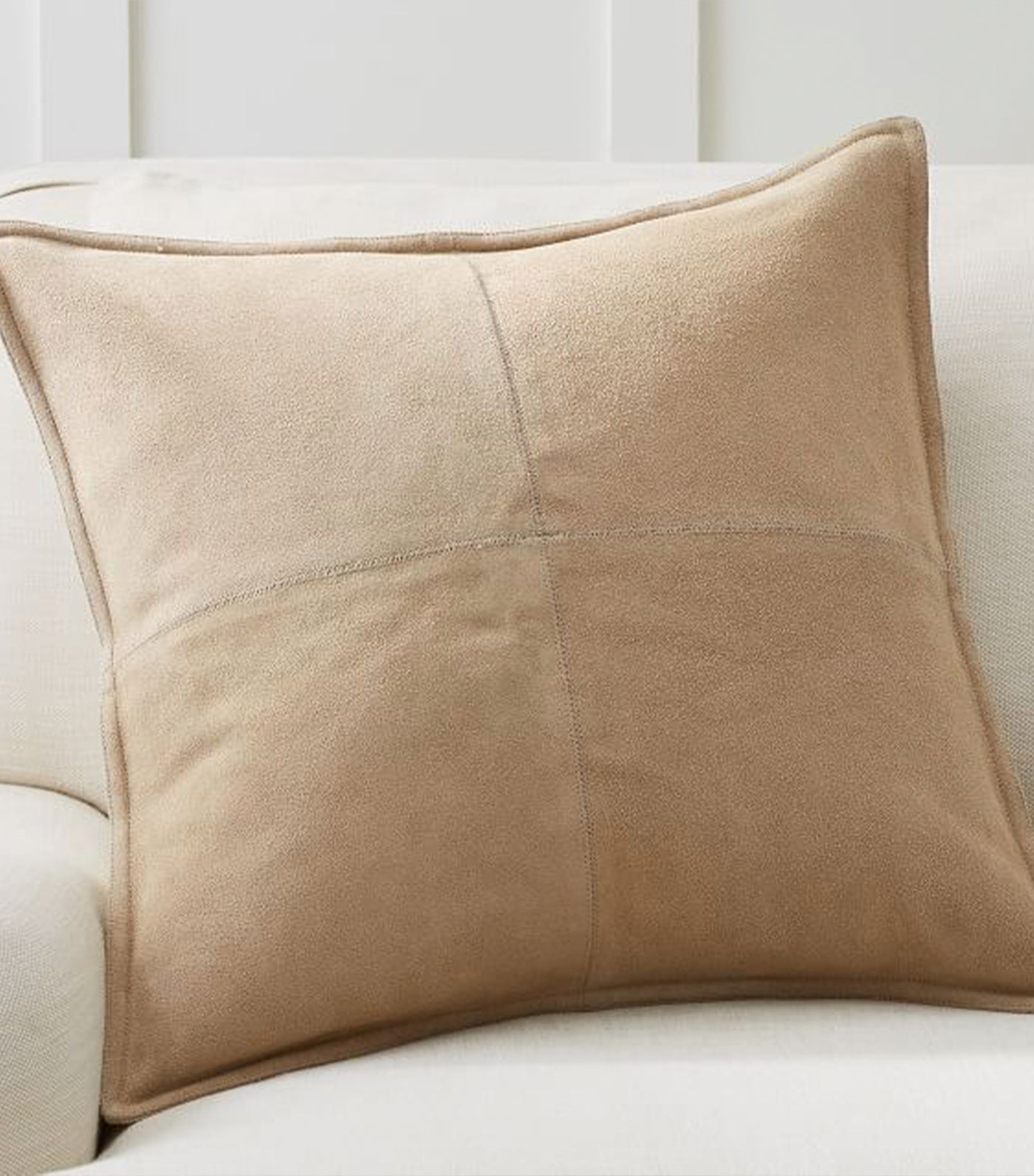 Pieced Suede Pillow Cover