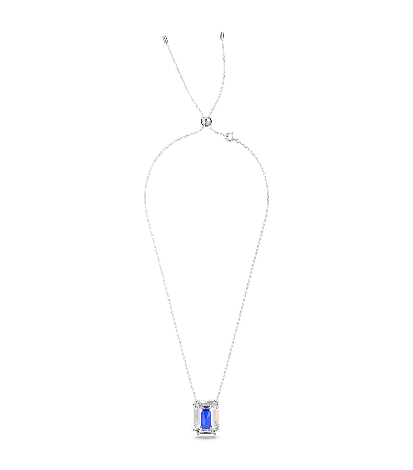 Chroma Pendant Octagon Cut Crystal, Blue, Rhodium Plated