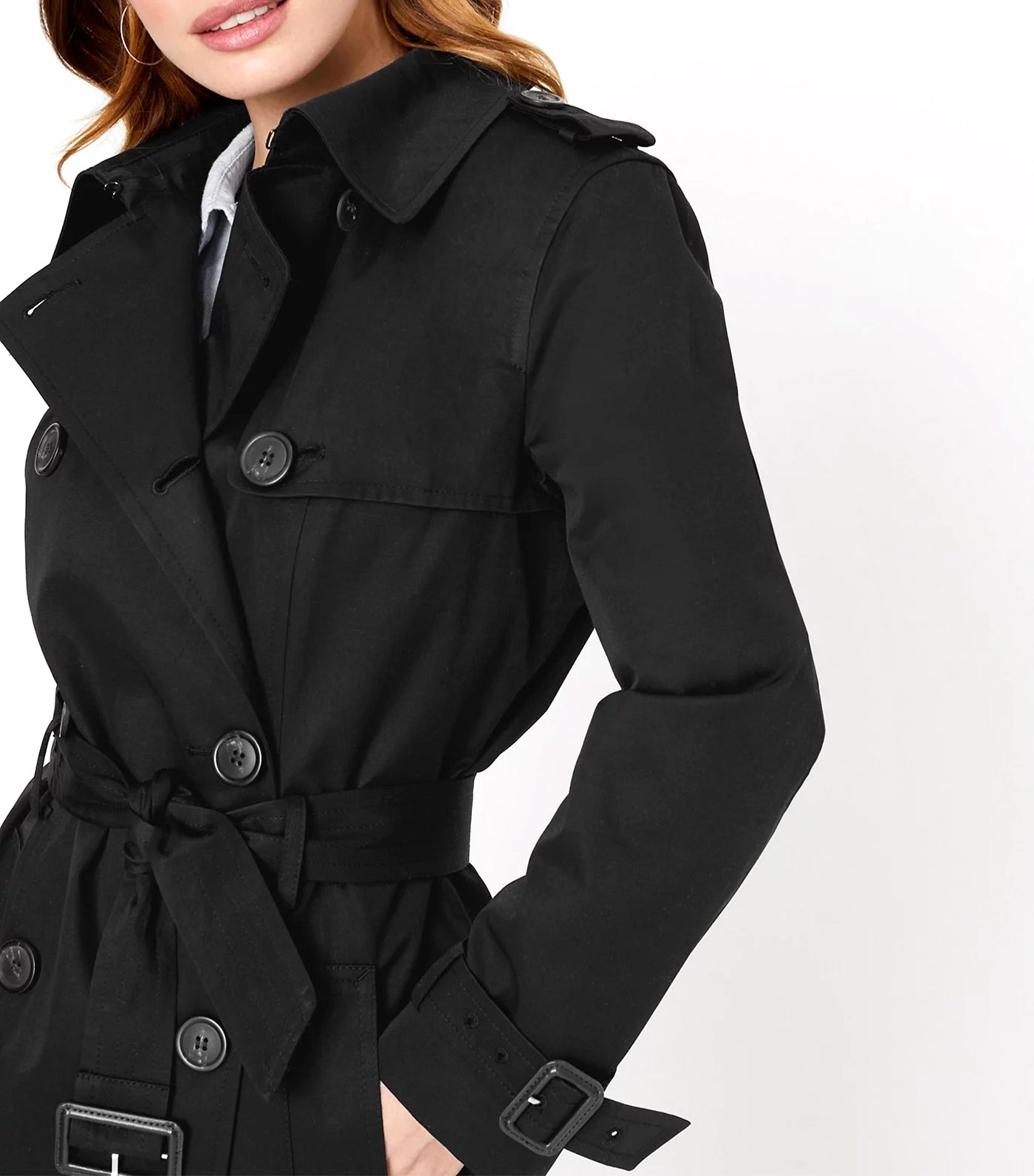 Petite Double Breasted Coat Black