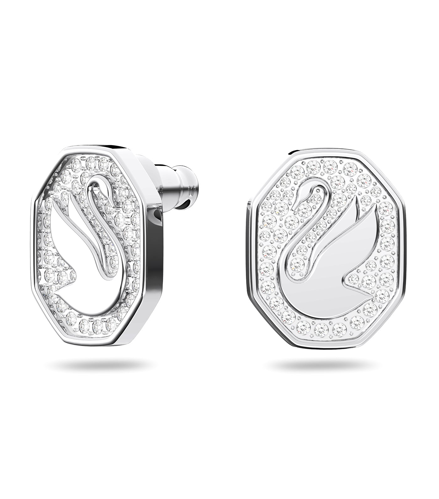 Signum Stud Earrings White Rhodium Plated