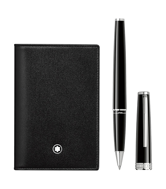 Set with PIX Black Rollerball and Meisterstück Business Card Holder Black