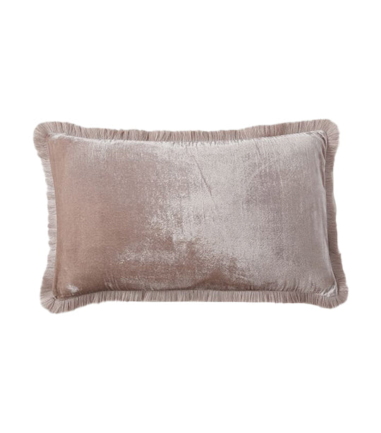 west elm Lush Velvet Lumbar Pillow Cover with Fringe