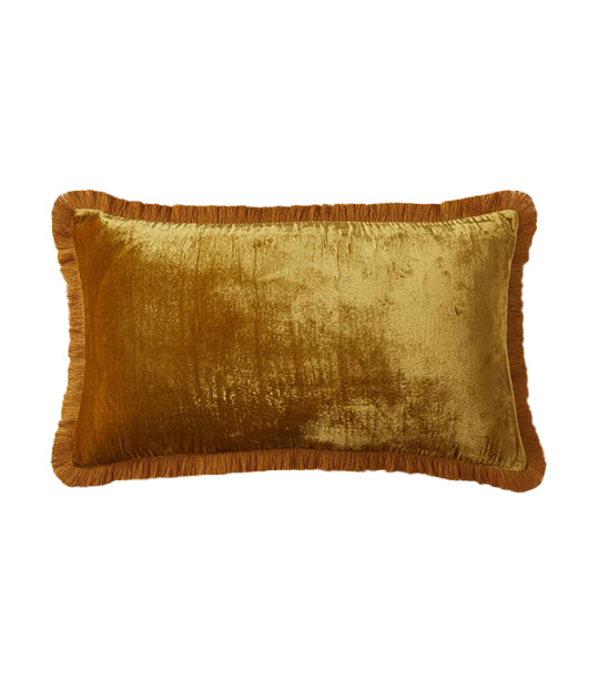 west elm Lush Velvet Lumbar Pillow Cover with Fringe