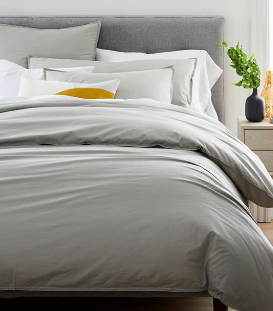 west elm Organic Washed Cotton Percale Duvet Cover and Sham - Pearl Gray