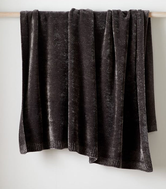 west elm Luxe Chenille Throw - Gray