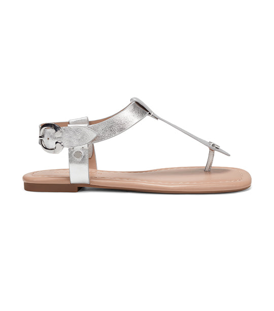 Aerosoles Carmina Thong Sandal Silver Metallic Leather