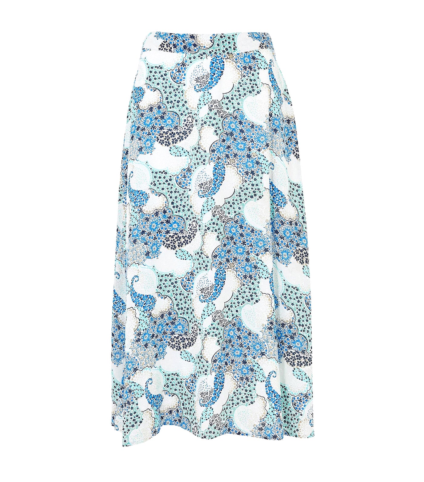 Floral Midi A-Line Skirt Blue Mix