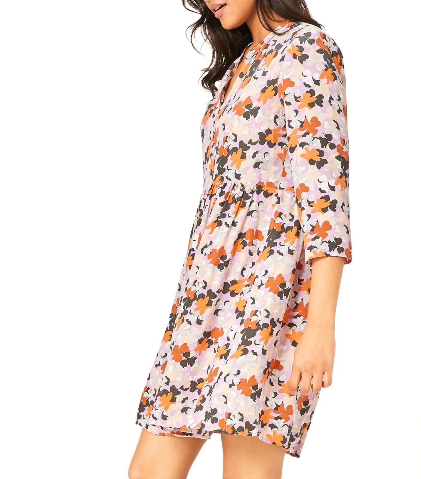 Floral V-Neck Mini Relaxed Dress Multi