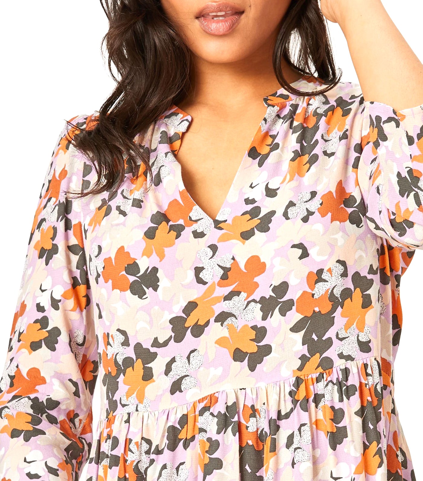 Floral V-Neck Mini Relaxed Dress Multi