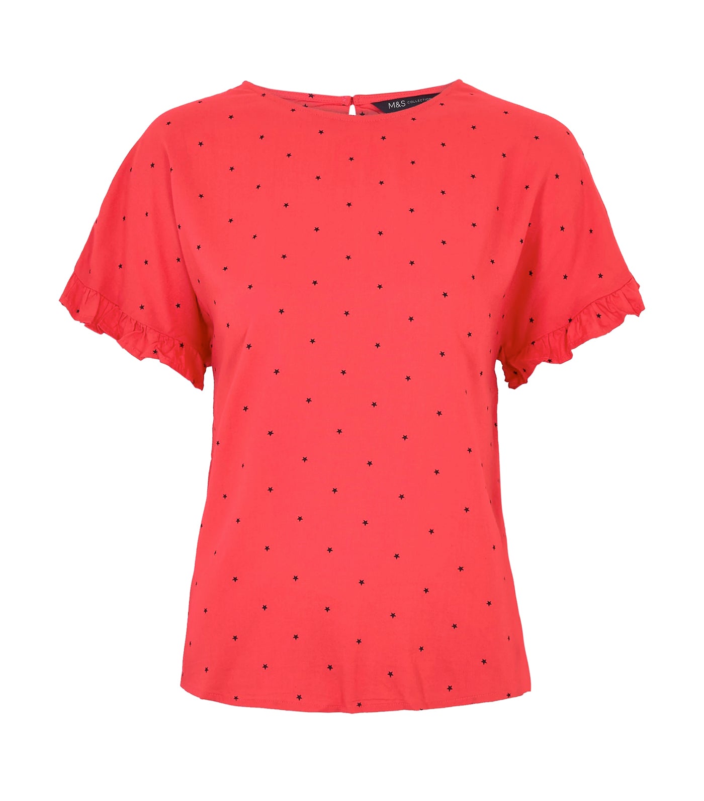 Printed Short Sleeve Blouse Coral Mix