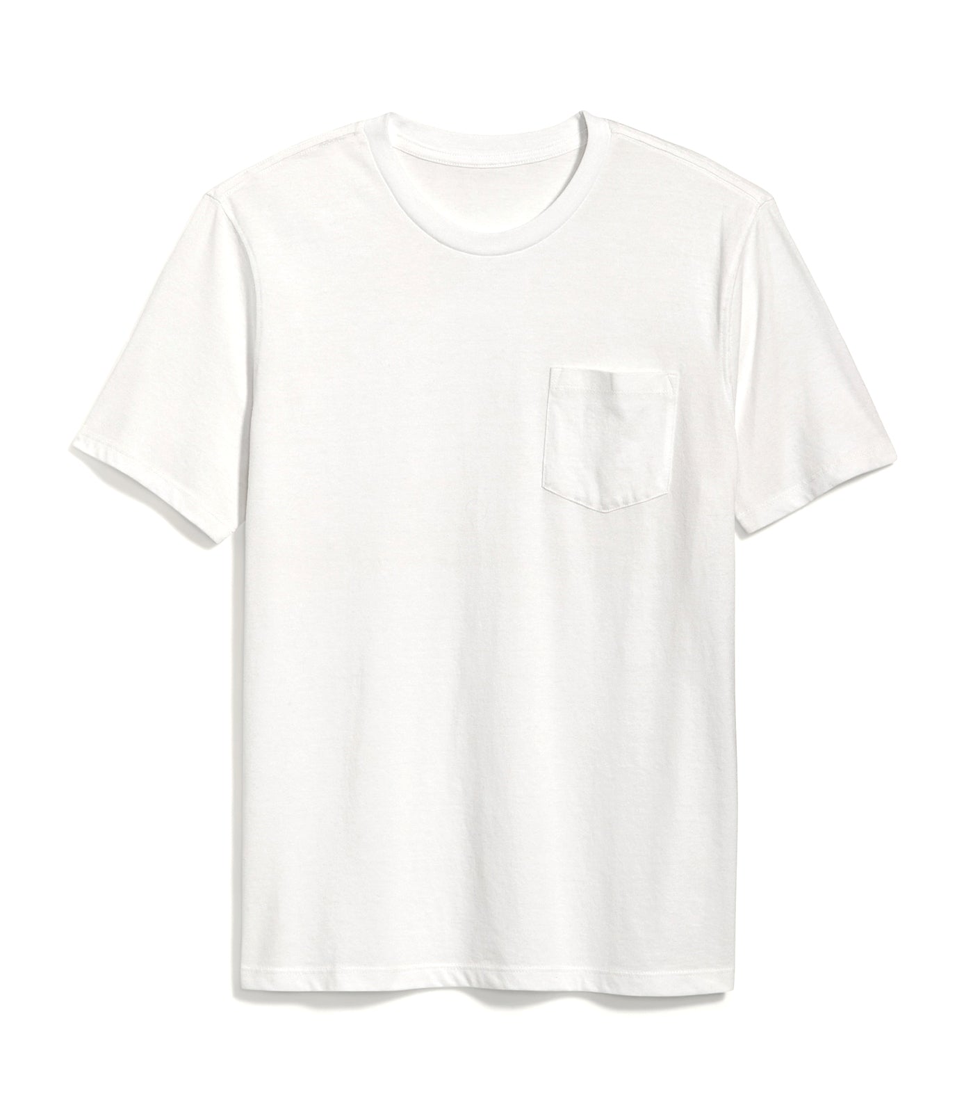 Soft-Washed Chest-Pocket Crew-Neck T-Shirt for Men White Lilies