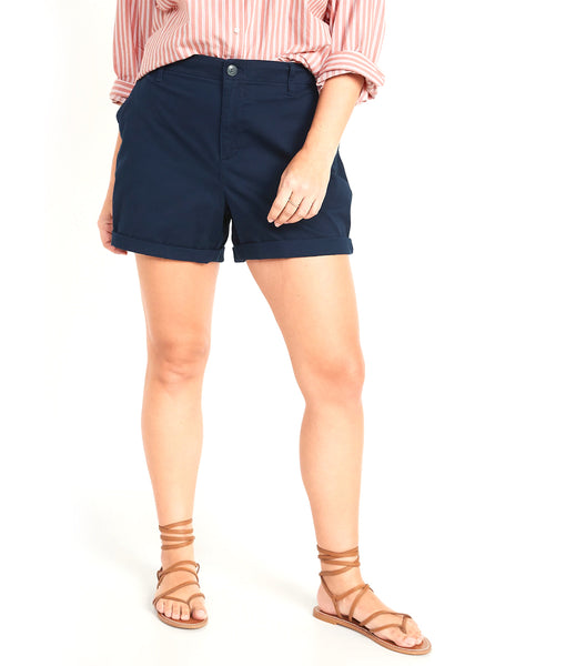 High-Waisted OGC Chino Shorts for Women 5-inch Inseam In The Navy