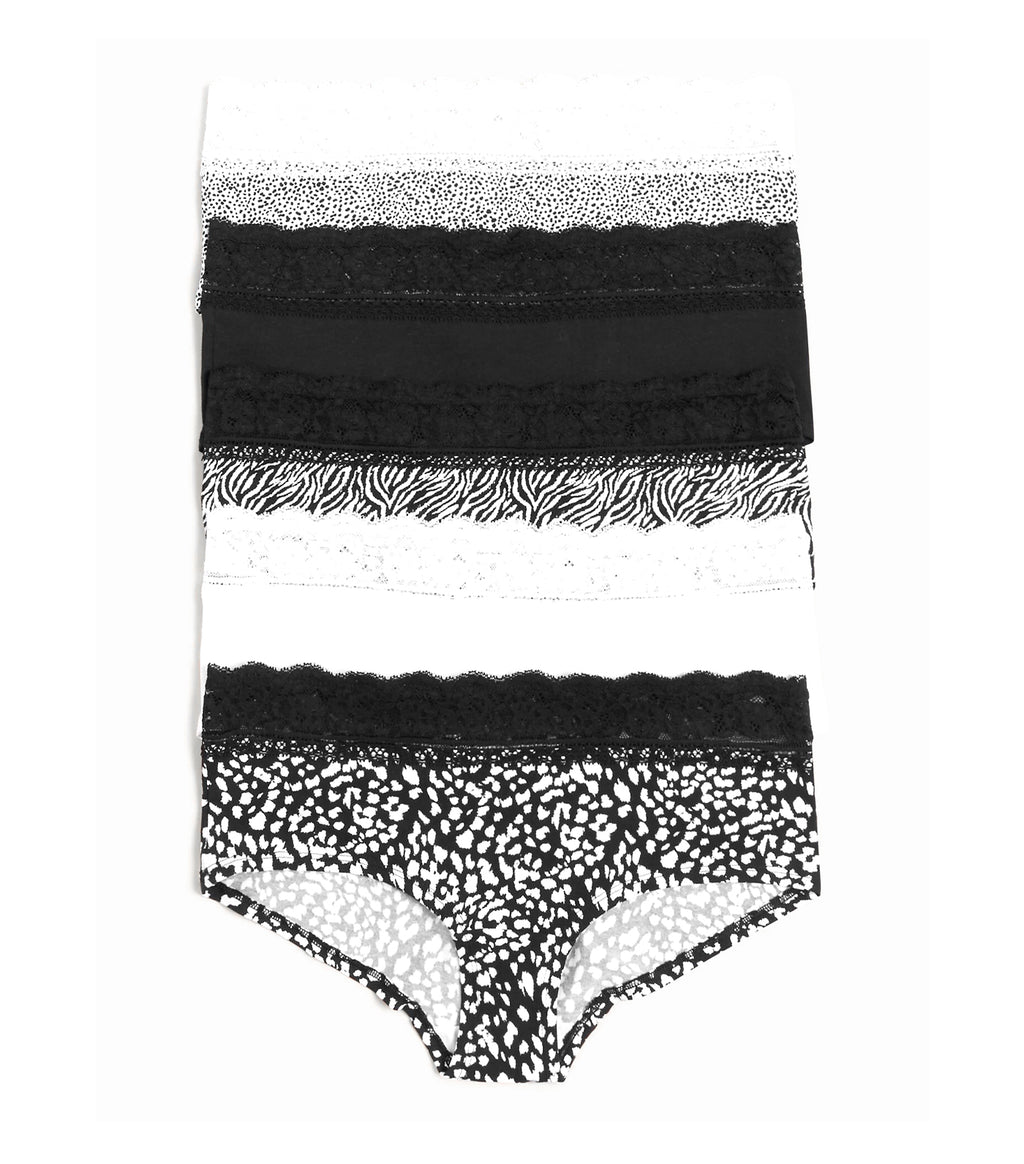 Marks & Spencer 5 Pack Cotton Lycra® Lace Panties Black Mix