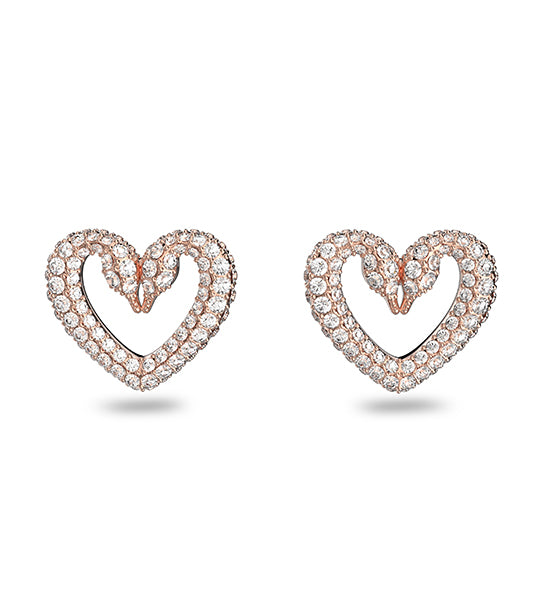 Una Stud Earrings White Rose Gold-Tone Plated