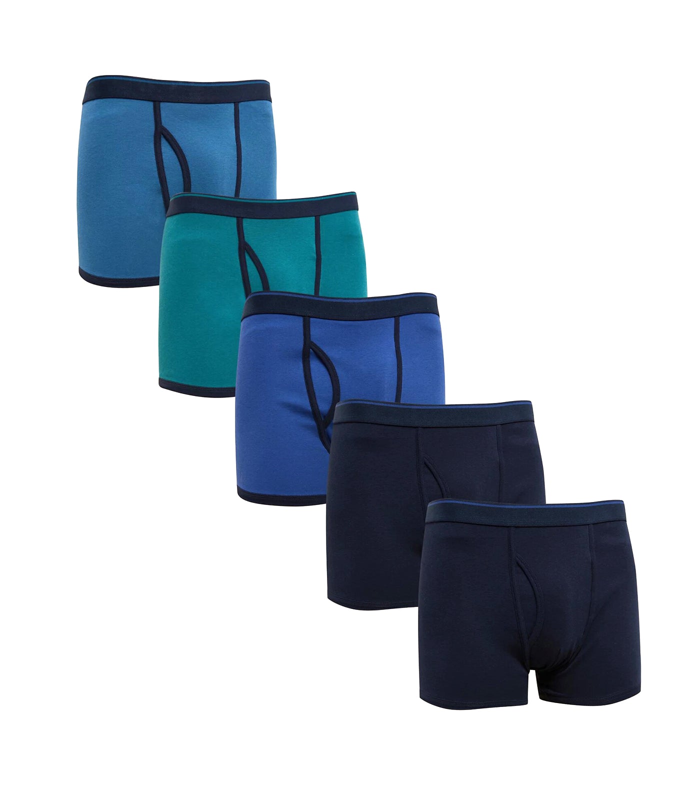 5 Pack Pure Cotton Cool & Fresh™ Trunks Teal Mix