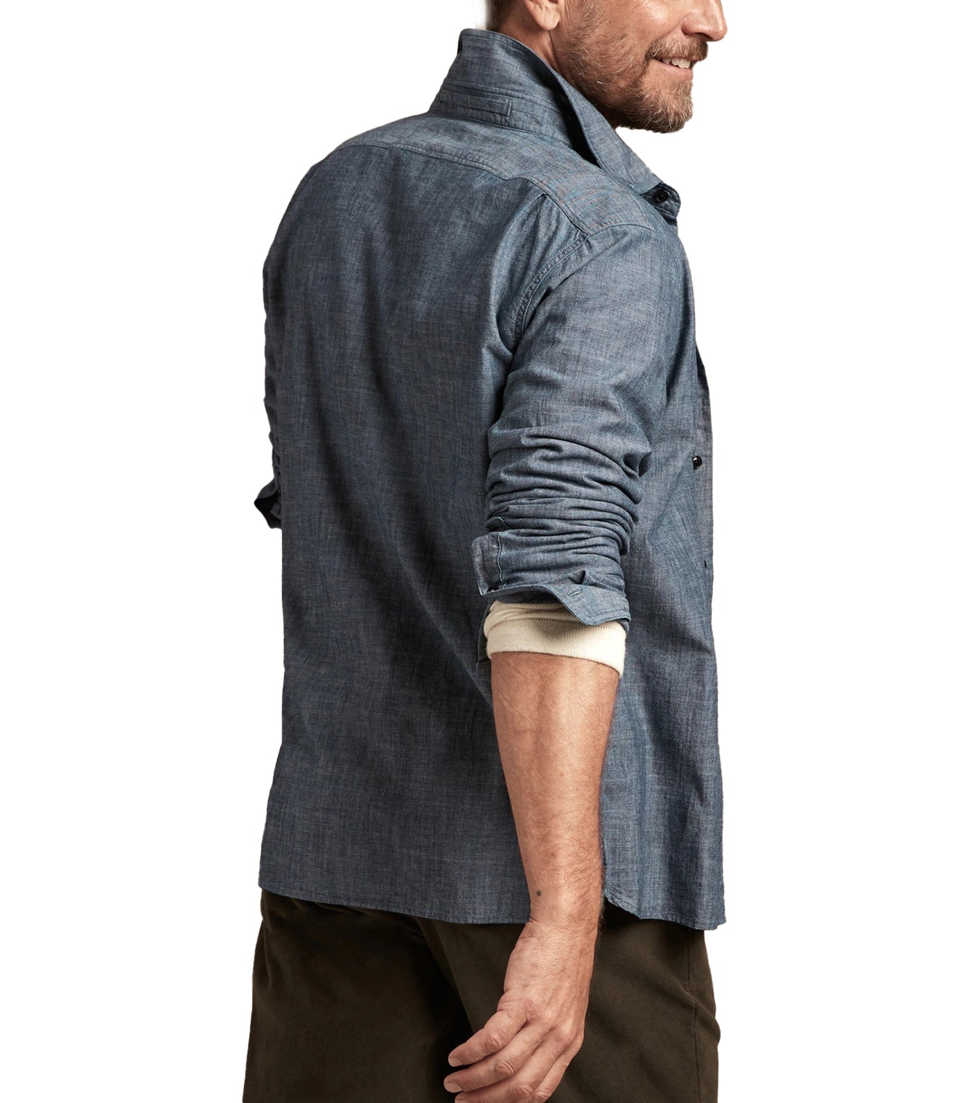 Untucked Standard-Fit Chambray Shirt Blue