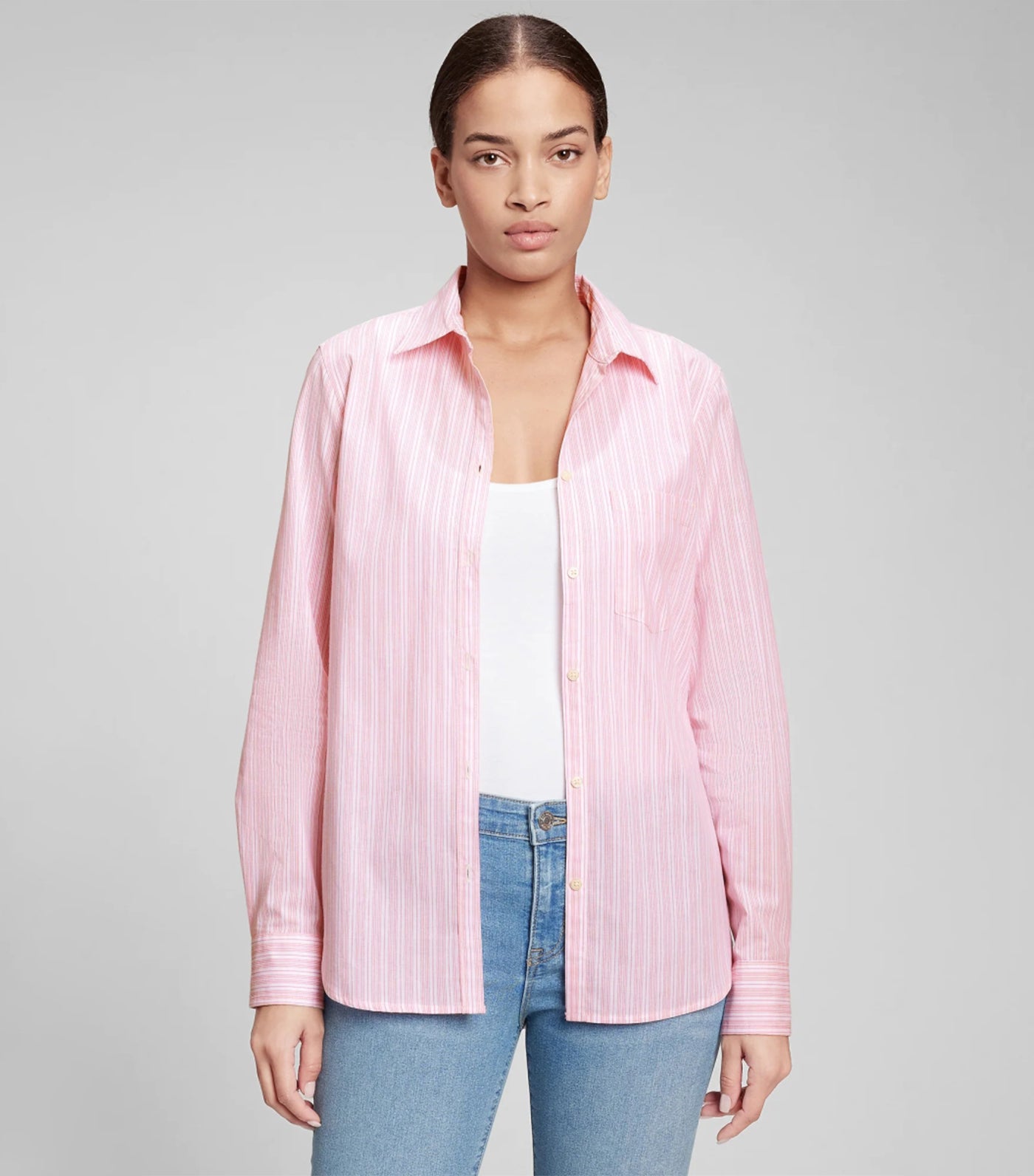 Long Sleeve Classic Shirt Pink Stripe