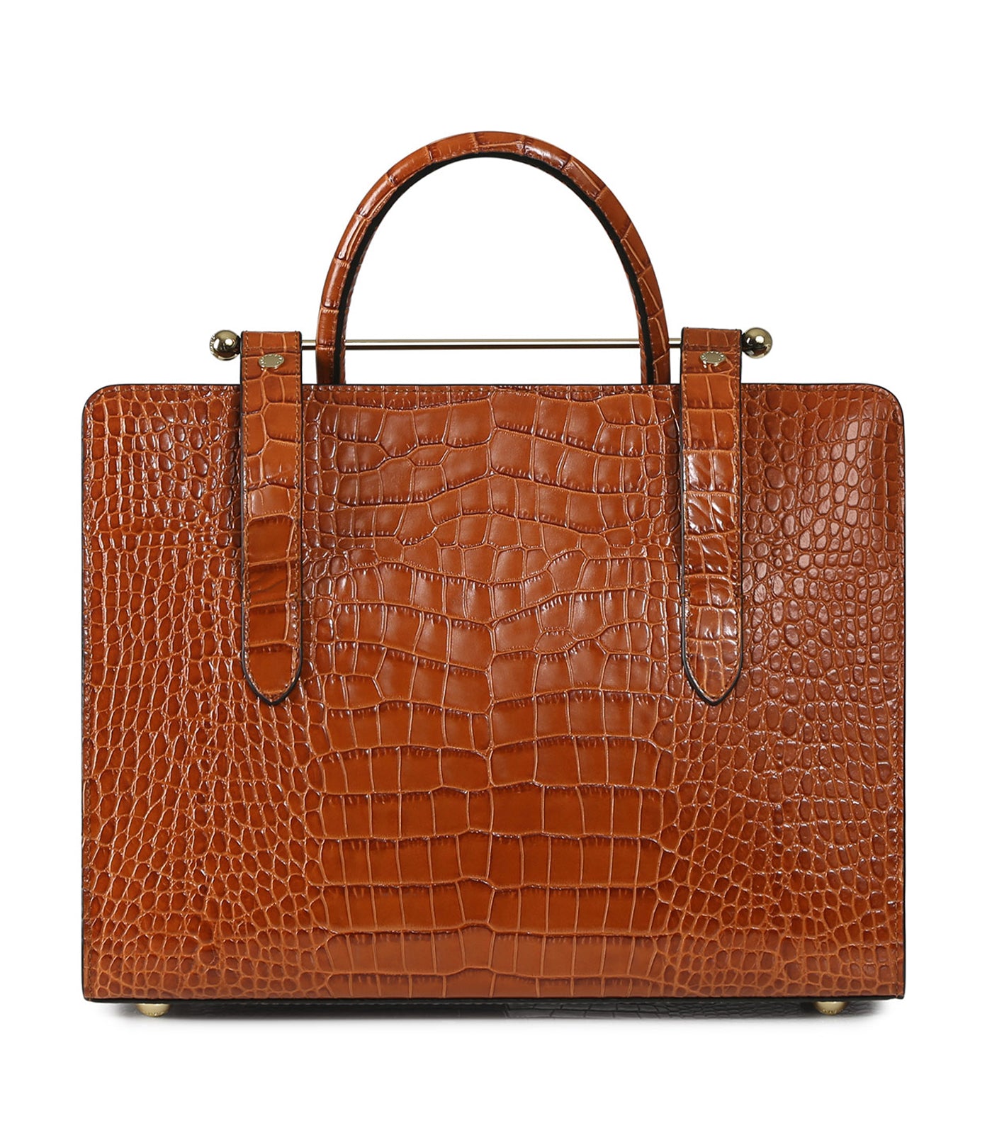 Strathberry midi tote bag in crocodile print leather