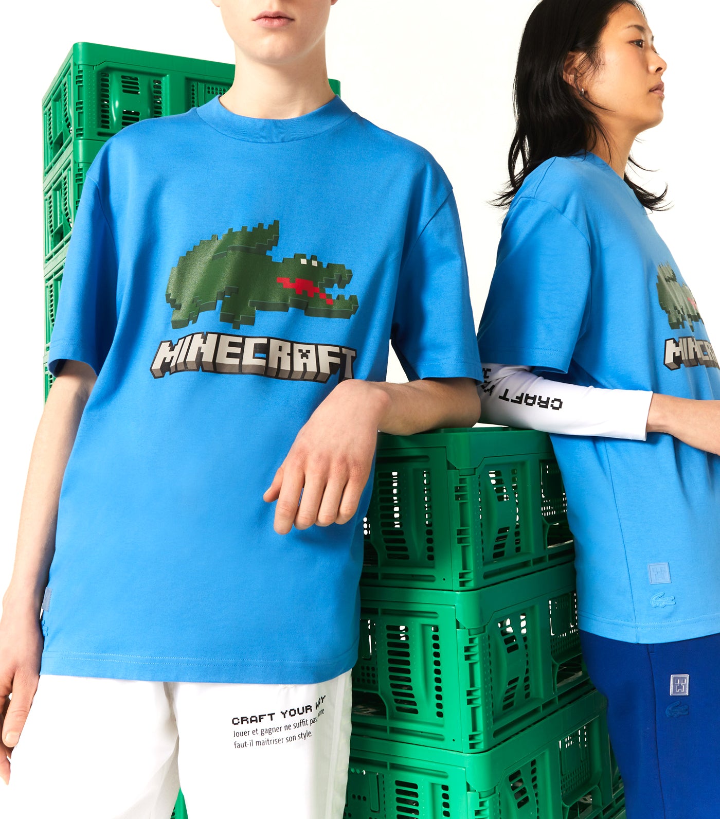 Unisex Lacoste x Minecraft Print Organic Cotton T-Shirt Ethereal