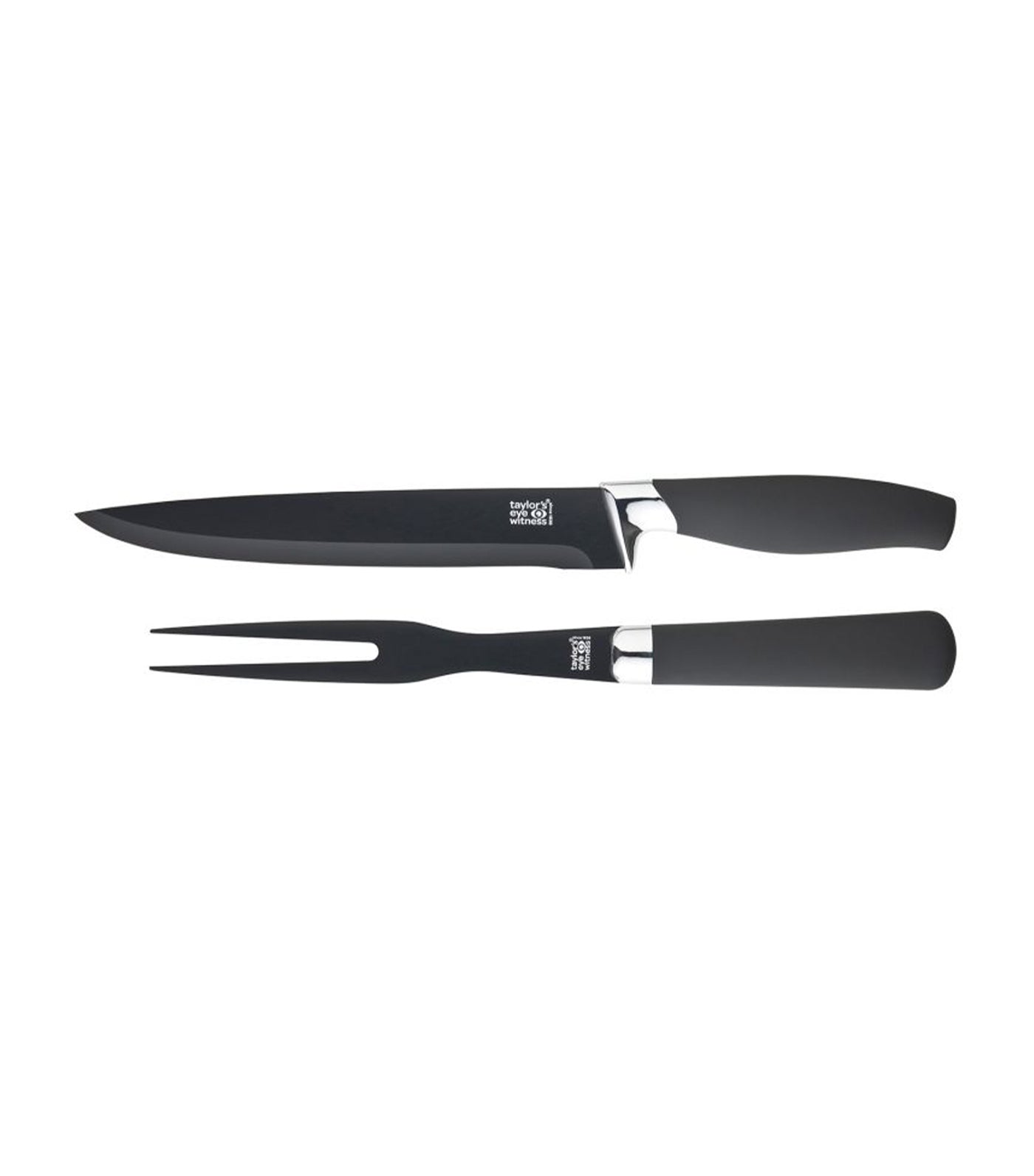 Taylor's Eye Witness 2-Piece Brooklyn® Chrome Ceramic-Coated Carving Knife & Fork Set