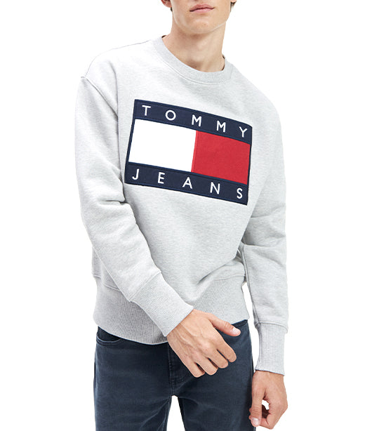 TJM Tommy Flag Crew Neck Sweatshirt Grey