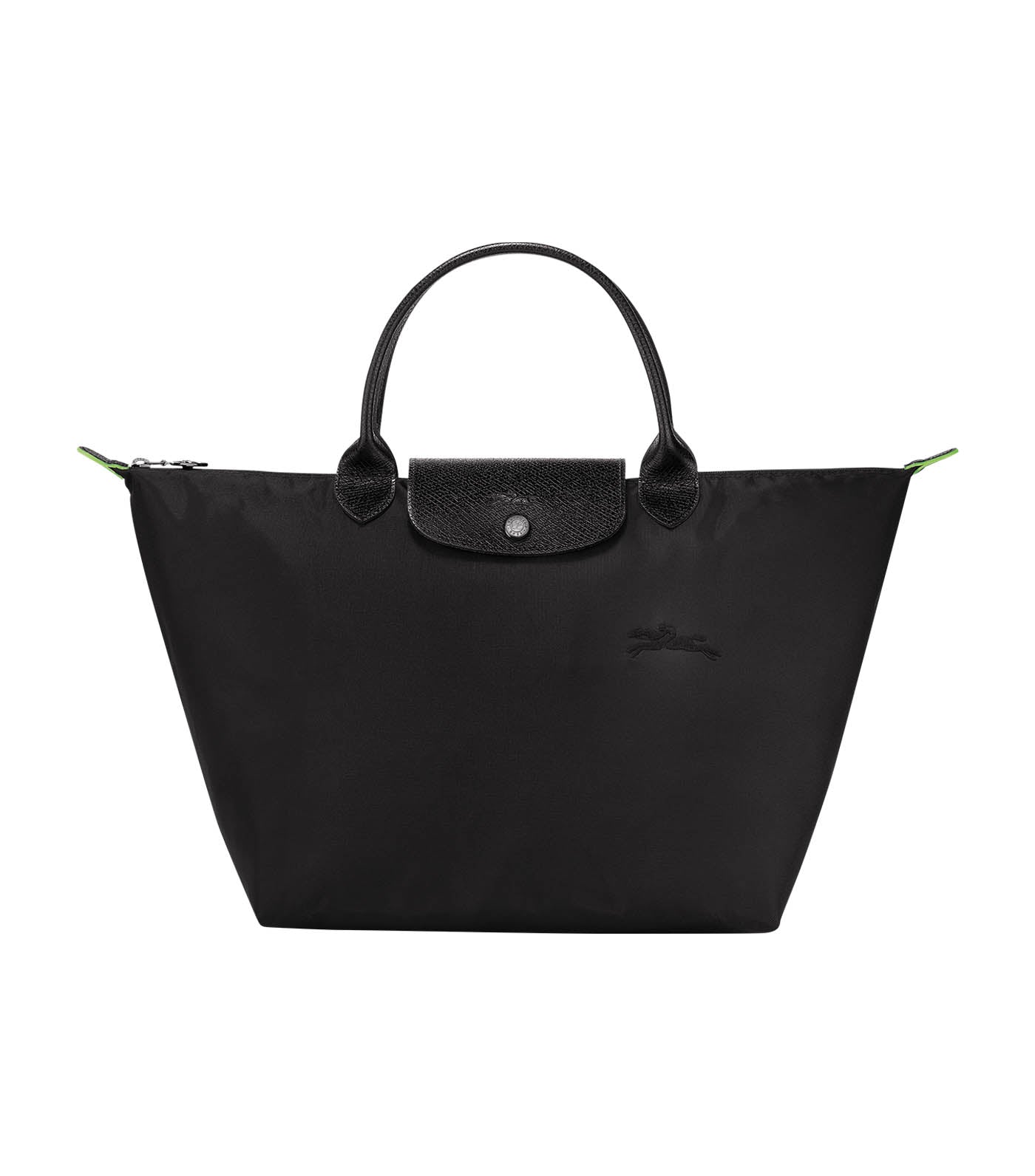 Longchamp Le Pliage Green Top Handle Bag M Black