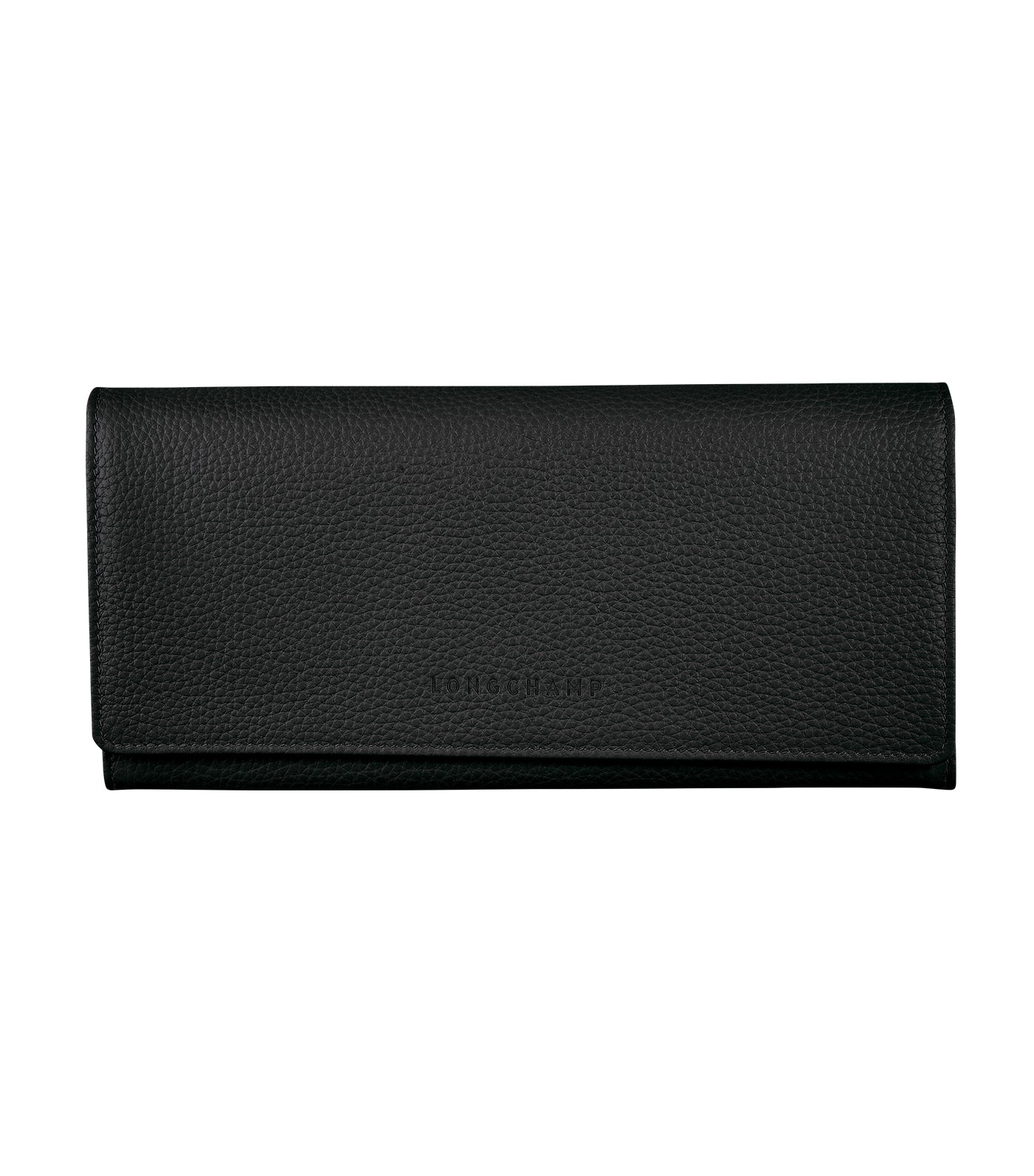 Longchamp black Leather Le Foulonné Continental Wallet
