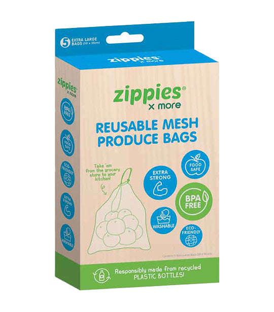 ZippiesxMore Reusable Mesh Produce Bags 5s - Green
