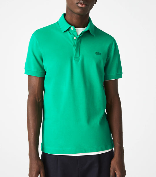 Men's Paris Polo Shirt Regular Fit Stretch Cotton Piqué Fluorine Green