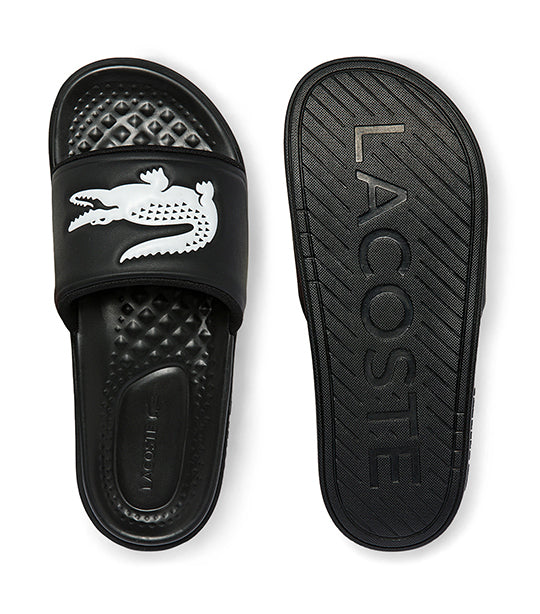 Lacoste slides black and on sale white