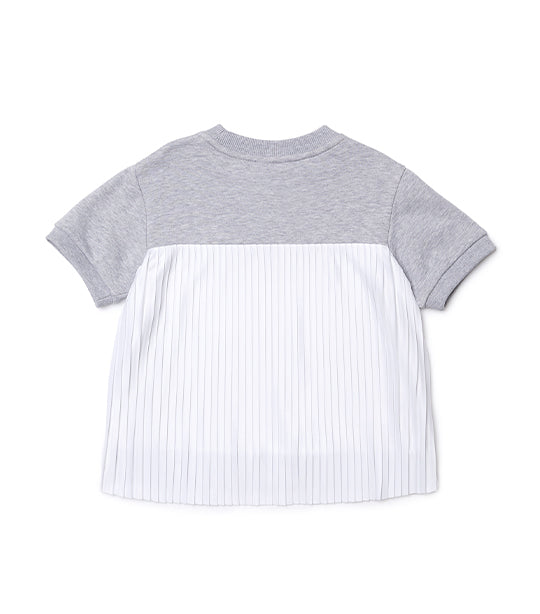 Girls' Pleated Back Cotton Fleece T-Shirt Silver Chine