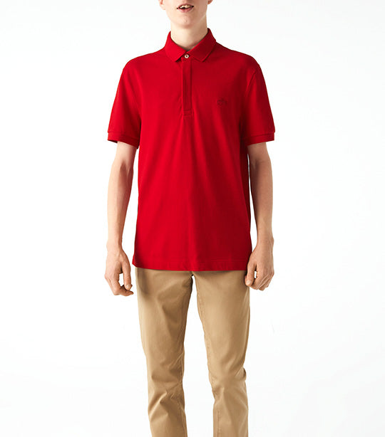 Men's Lacoste Paris Polo Shirt Regular Fit Stretch Cotton Piqué Red