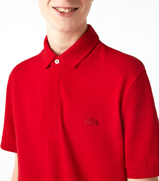 Men's Lacoste Paris Polo Shirt Regular Fit Stretch Cotton Piqué Red