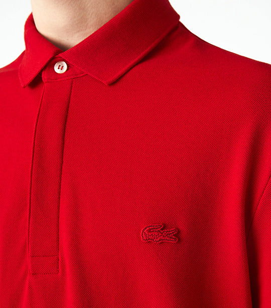 Men's Lacoste Paris Polo Shirt Regular Fit Stretch Cotton Piqué Red