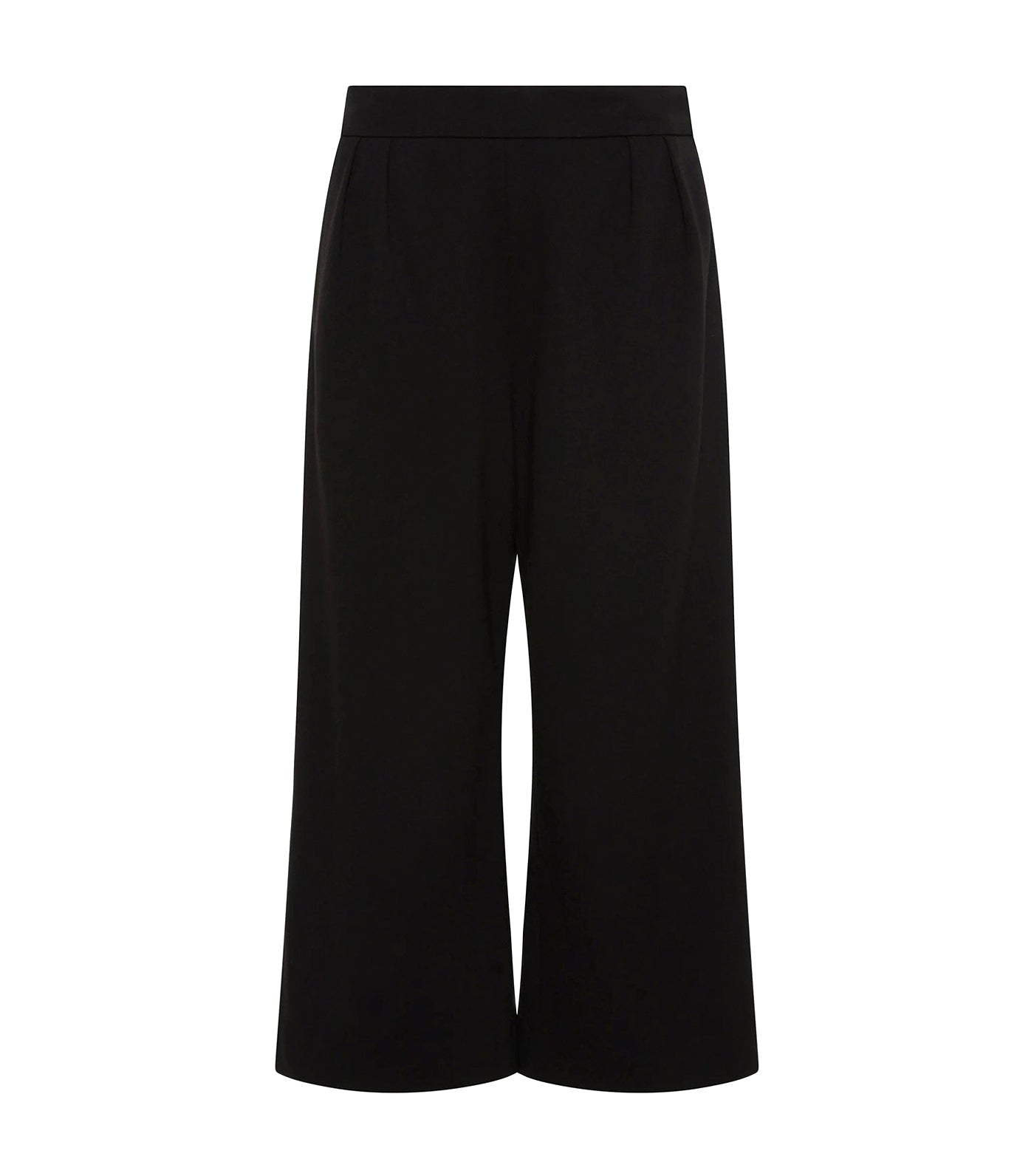 Pull On Pleat Front Cropped Wide Leg Pants Anne Black