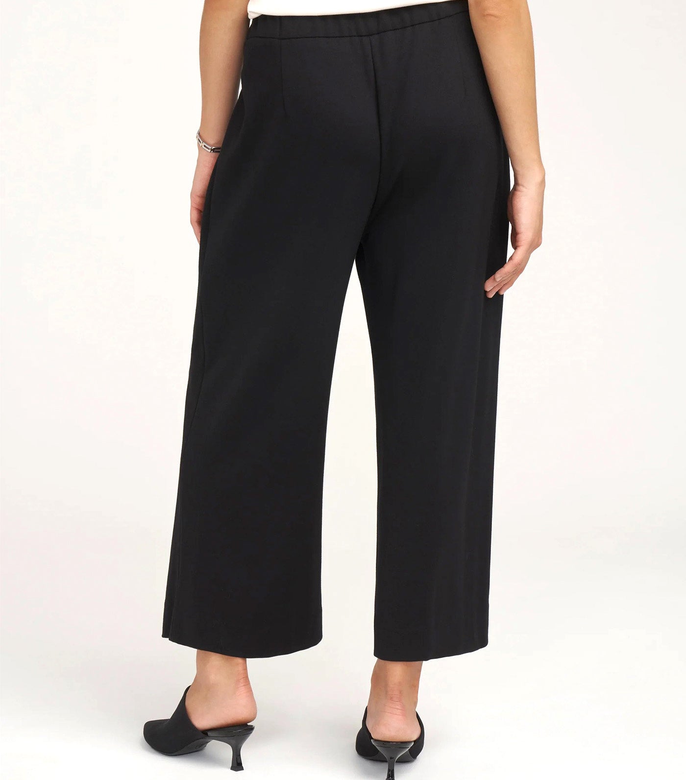Pull On Pleat Front Cropped Wide Leg Pants Anne Black